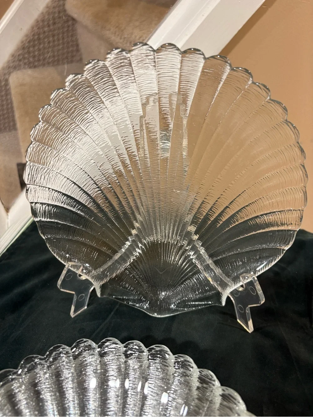 Set of 8 Vintage glass Shell dessert plates